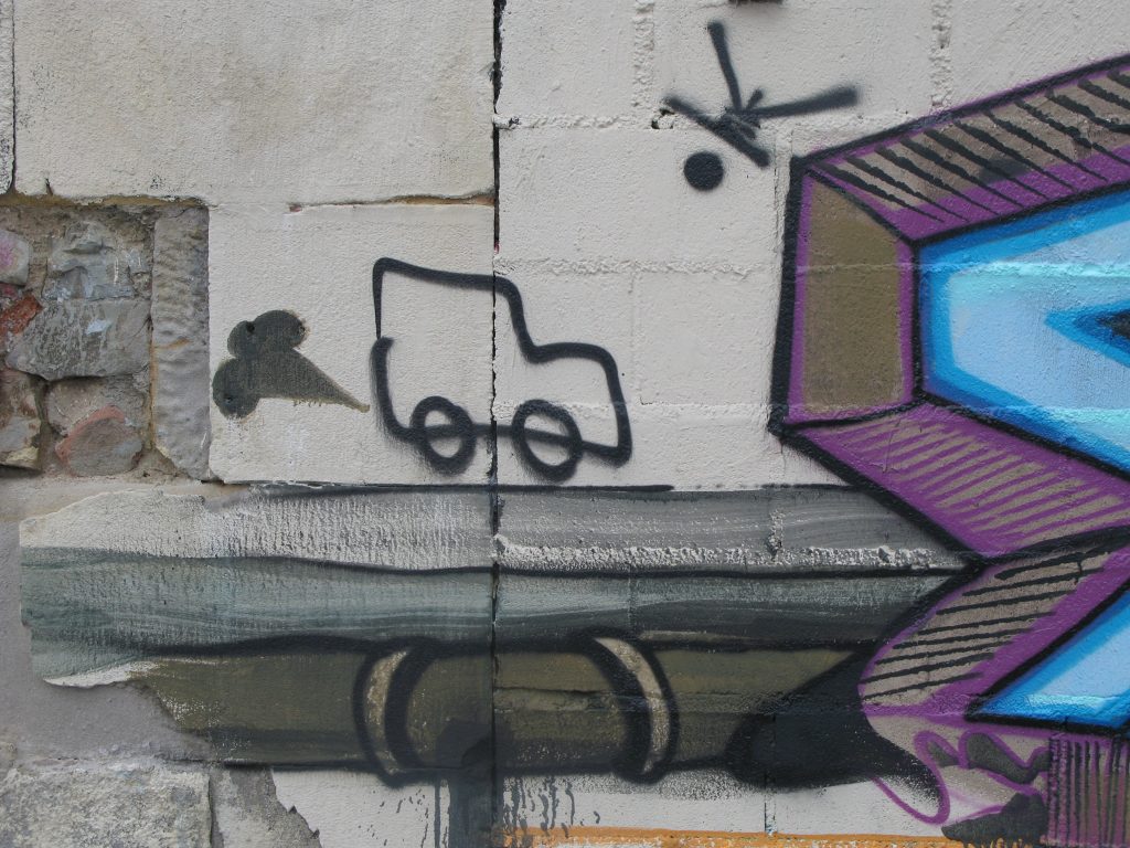 van motif on motorbike wall painting