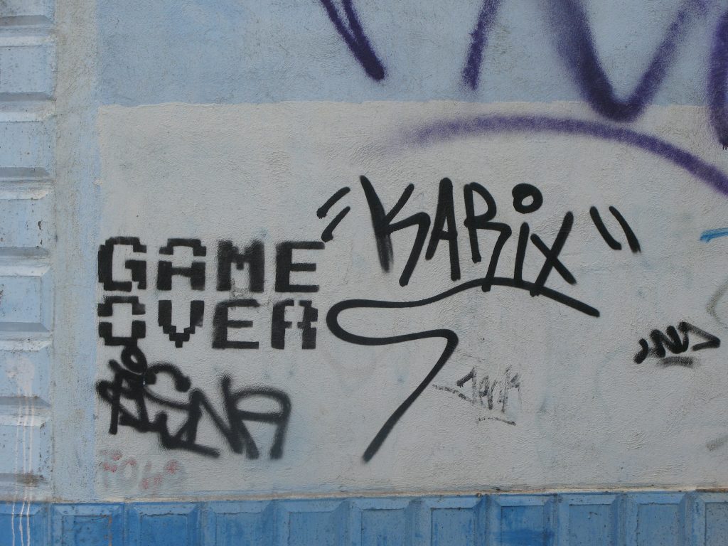 Game Over - stencilled on wall