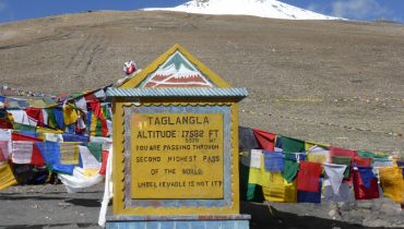 Taglangla pass summit with prayerflags