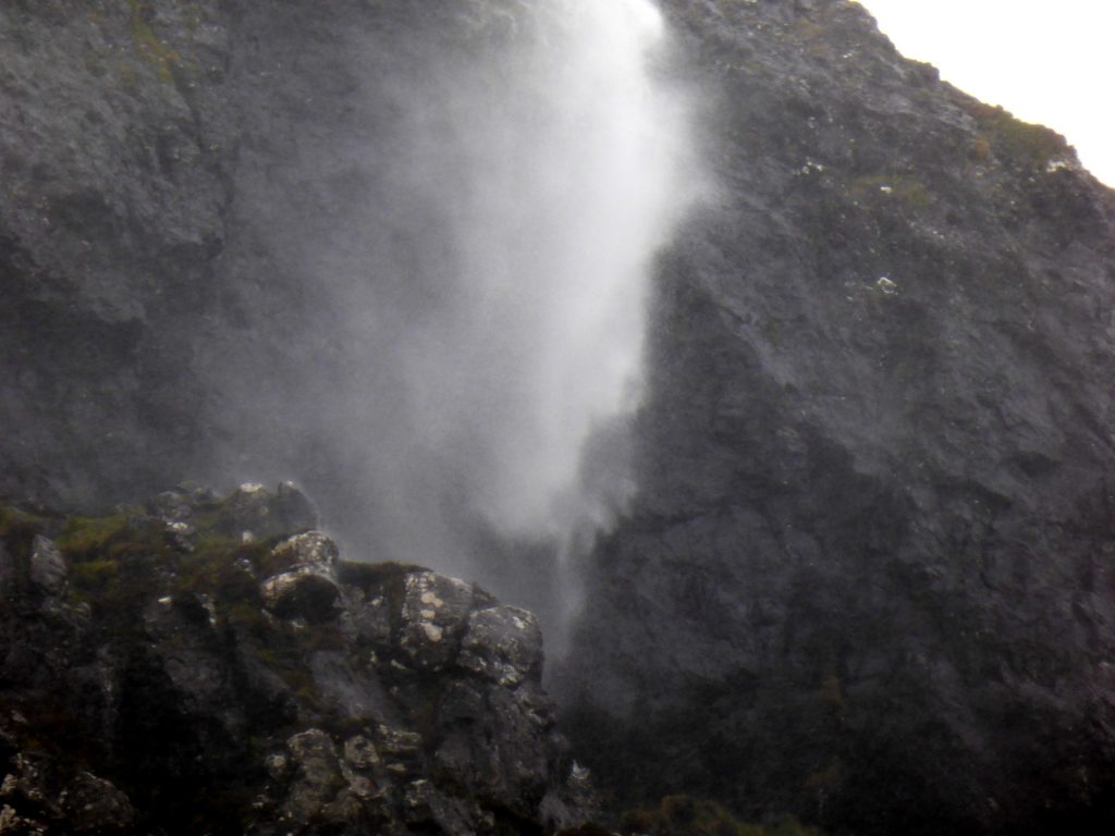 cliff waterspout catching wind