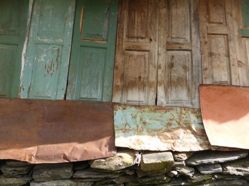 bleached wood and metal wall cladding