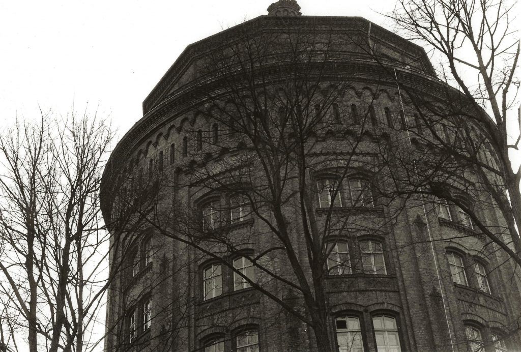 water tower building and trees