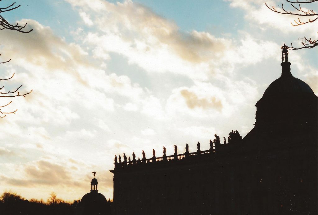 roof detail silhouetted against sky