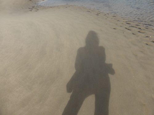 shadow selfie on beach
