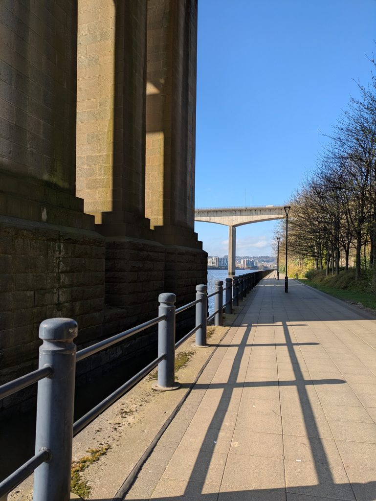 river path and straight line shadows - hard surfaces