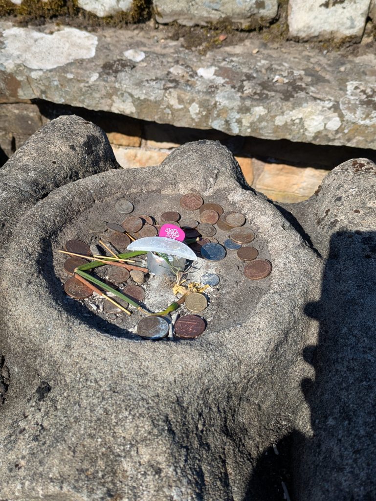(mostly) coin offerings in stone basin